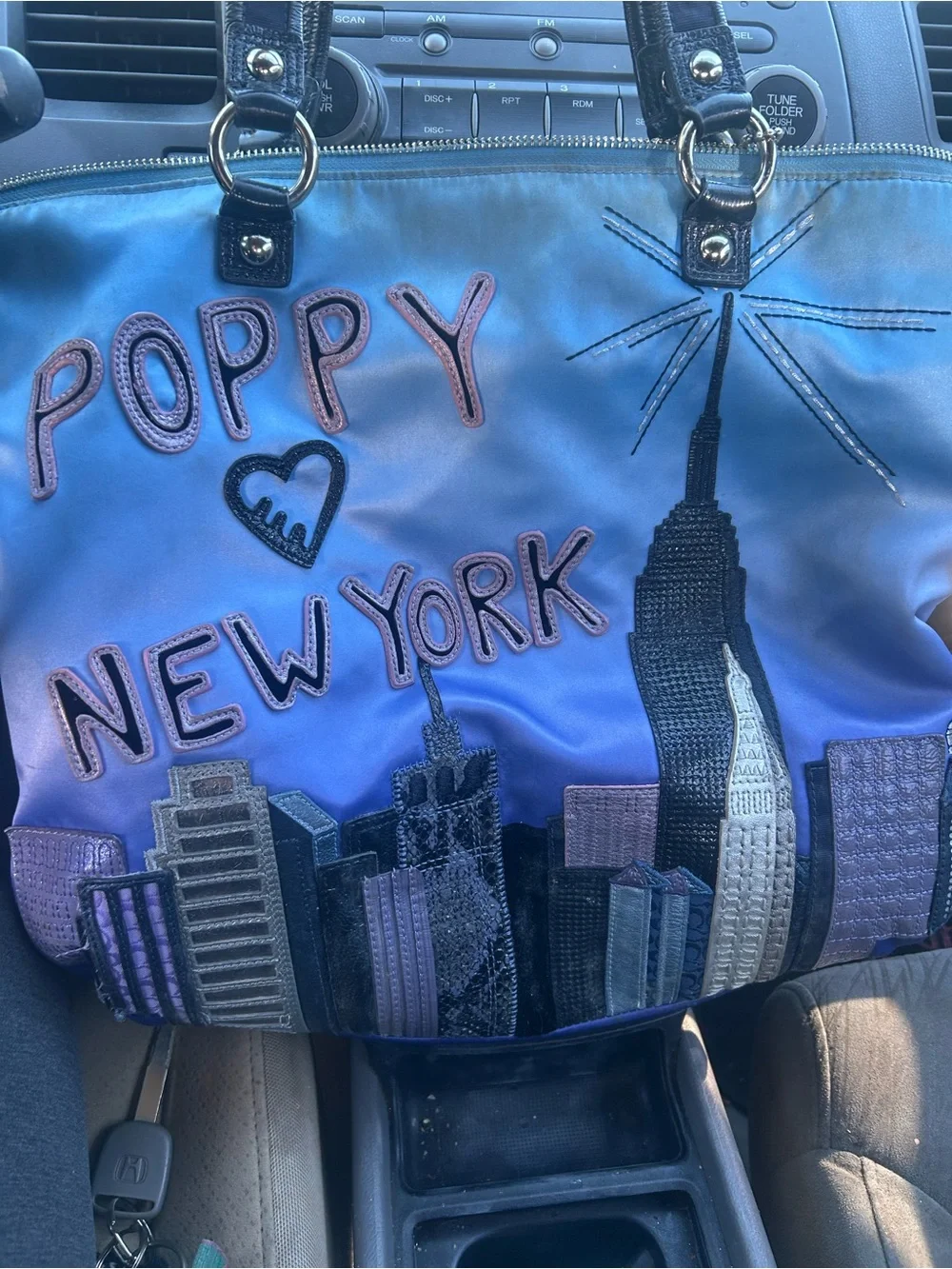 Coach Blue Poppy New York Skyline Tote - Picture 4 of 9